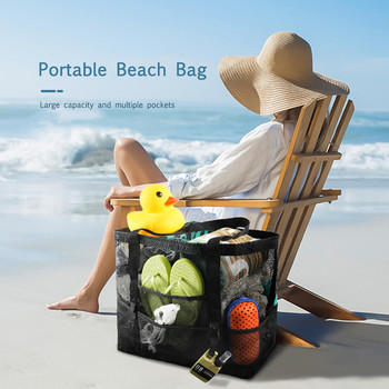 Модна чанта за съхранение на играчки 40L Голяма вместимост Горна чанта с цип Ежедневна пазарска чанта с 8 джоба Лятна чанта за пътуване на открито