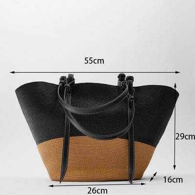 Yogodlns vasaras salmu soma sievietēm lielas ietilpības rotangpalmas roktura somas savienošana krāsaina pludmales soma Ceļojumu auduma plecu soma Bolsa