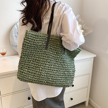 Bohemian Hollow Straw Beach Handabg Ръчно изработена тъкана чанта за през рамо за жени Рафия Пазаруване Пътна чанта Дамска лятна ежедневна чанта