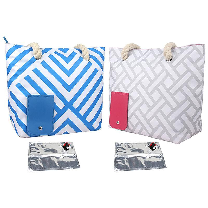 Tengerparti boros pénztárca rejtett szigetelt rekesszel 2 palack bor tárolására, utazási szigetelt hűtőtáska boros táska