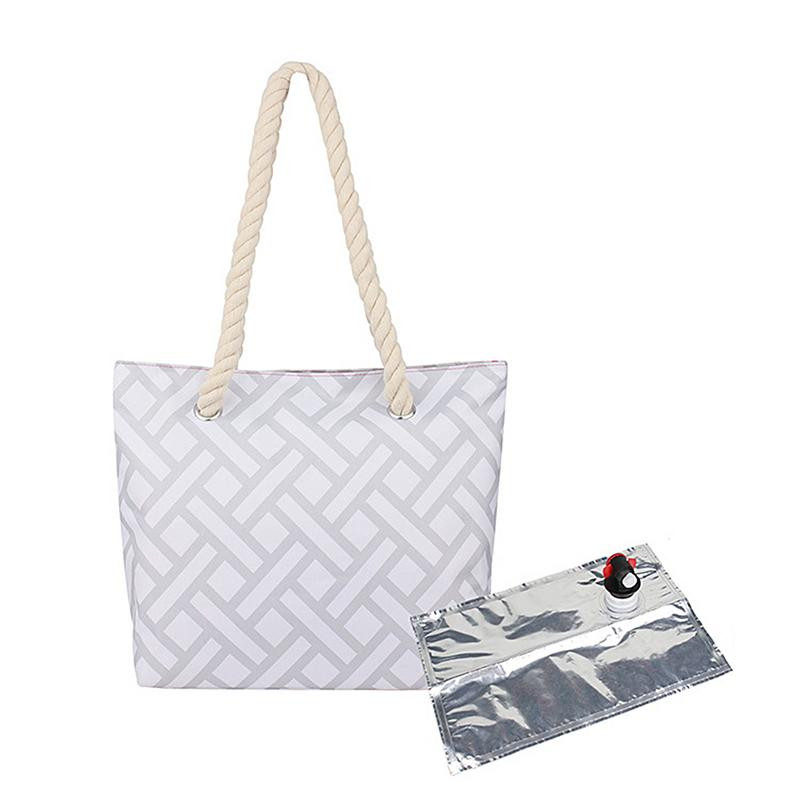 Tengerparti boros pénztárca rejtett szigetelt rekesszel 2 palack bor tárolására, utazási szigetelt hűtőtáska boros táska