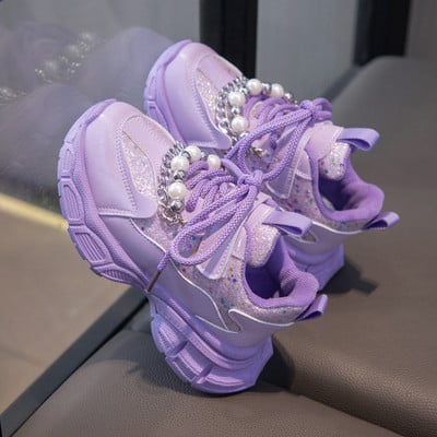 Dječje tenisice 2024. Proljetna moda za djevojčice Sjajne s biserom Sportske cipele za trčanje Dječje neklizajuće tenisice Studentske ležerne tenisice