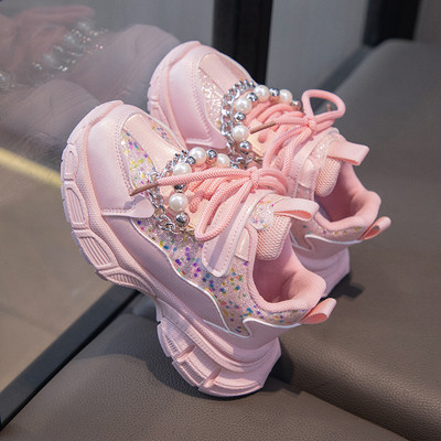 Dječje tenisice 2024. Proljetna moda za djevojčice Sjajne s biserom Sportske cipele za trčanje Dječje neklizajuće tenisice Studentske ležerne tenisice