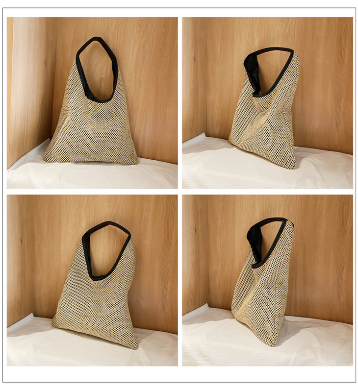 Vintažinės vasaros moteriškos ilgaamžės pynimo šiaudiniai paplūdimio krepšiai Lininiai austi kibirų krepšiai žolės laisvalaikio nešiojimas rankinės Mezgimas rotango krepšiai