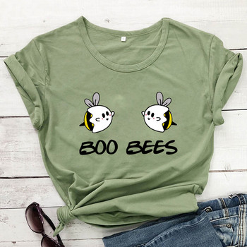 BOO BEES Γυναικείο μπλουζάκι Cute Halloween Boo bees Πουκάμισο kawaii bees Tee γυναικεία μόδα Casual καθαρό βαμβακερό στυλ kawaii Top