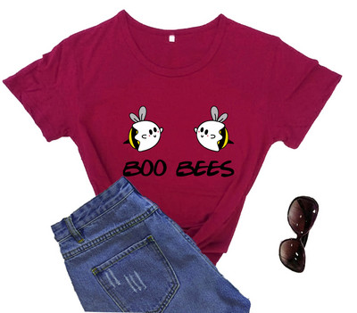 BOO BEES Tricou de damă Cute Halloween Boo Bees Cămașă Kawaii Bees Tricou la modă feminină Top casual din bumbac pur stil kawaii