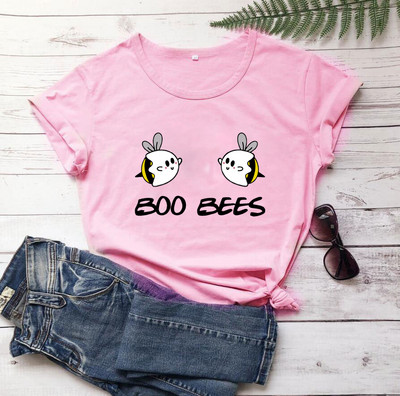 BOO BEES Tricou de damă Cute Halloween Boo Bees Cămașă Kawaii Bees Tricou la modă feminină Top casual din bumbac pur stil kawaii