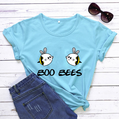 BOO BEES Tricou de damă Cute Halloween Boo Bees Cămașă Kawaii Bees Tricou la modă feminină Top casual din bumbac pur stil kawaii