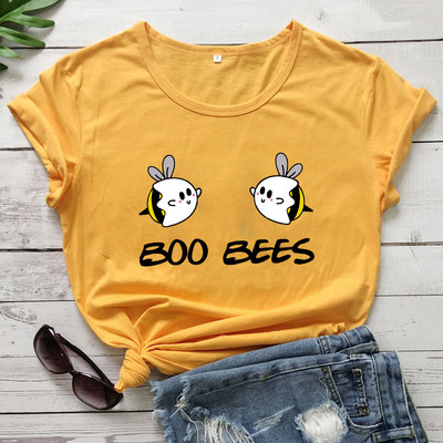 BOO BEES Tricou de damă Cute Halloween Boo Bees Cămașă Kawaii Bees Tricou la modă feminină Top casual din bumbac pur stil kawaii