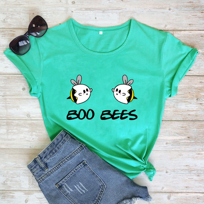 BOO BEES Tricou de damă Cute Halloween Boo Bees Cămașă Kawaii Bees Tricou la modă feminină Top casual din bumbac pur stil kawaii