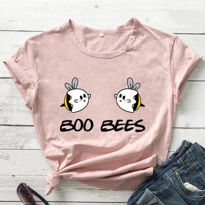 BOO BEES Tricou de damă Cute Halloween Boo Bees Cămașă Kawaii Bees Tricou la modă feminină Top casual din bumbac pur stil kawaii
