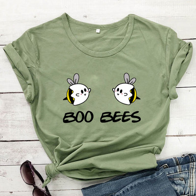 BOO BEES Tricou de damă Cute Halloween Boo Bees Cămașă Kawaii Bees Tricou la modă feminină Top casual din bumbac pur stil kawaii