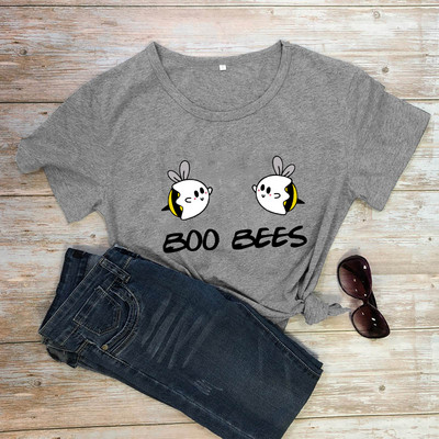 BOO BEES Tricou de damă Cute Halloween Boo Bees Cămașă Kawaii Bees Tricou la modă feminină Top casual din bumbac pur stil kawaii