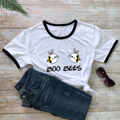 BOO BEES Tricou de damă Cute Halloween Boo Bees Cămașă Kawaii Bees Tricou la modă feminină Top casual din bumbac pur stil kawaii