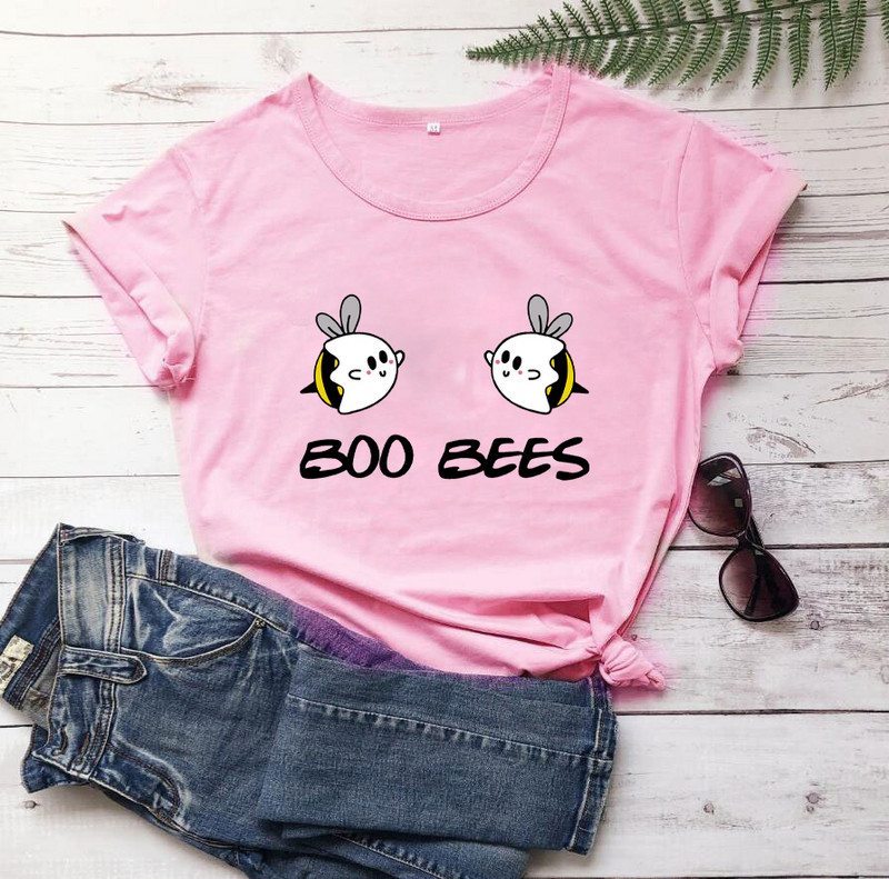 BOO BEES Tricou de damă Cute Halloween Boo Bees Cămașă Kawaii Bees Tricou la modă feminină Top casual din bumbac pur stil kawaii