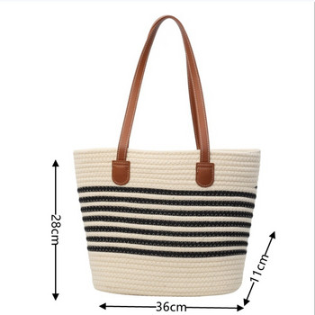 Лятна сламена чанта за жени Голям капацитет Плетени ратанови чанти през рамо Дамски крайбрежни тъкани плажни ваканционни чанти