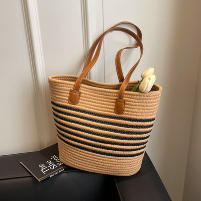 Summer Straw Bag For Women Large Capacity Wicker Rattan Shoulder Bags Female Seaside Woven Beach Vacation Tote Bags