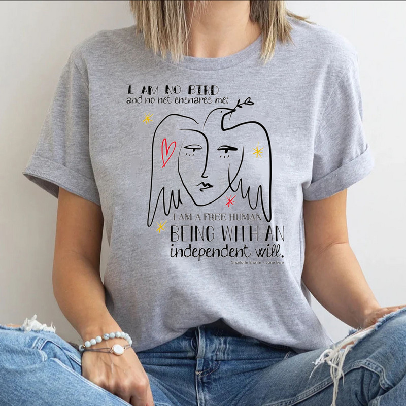 Sieviešu apģērbi I Am No Bird and No Net Ensnares Me Jane Eyre Sieviešu T-krekls ar īsām piedurknēm Feminist Gift Youthful Clothes Topi