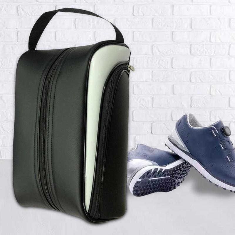 Golfijalatsite kott Kaasaskantav veekindel nahast tõmblukuga kingakott. Golfijalatsite hoidjad