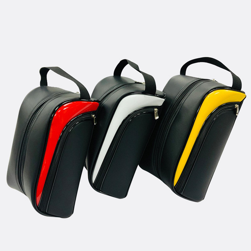 Golfijalatsite kott Kaasaskantav veekindel nahast tõmblukuga kingakott. Golfijalatsite hoidjad