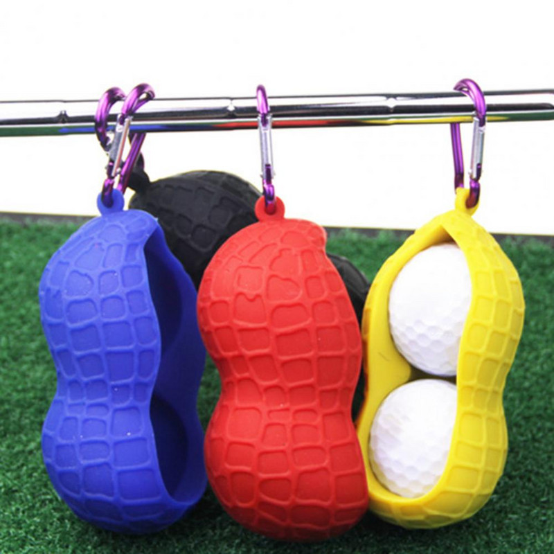 Divkārša golfa bumbas uzmava ar āķi, silikona uzglabāšanas golfa bumbiņas aizsargmaciņa zemesriekstu čaumalas golfa bumbas pārsegs treniņiem