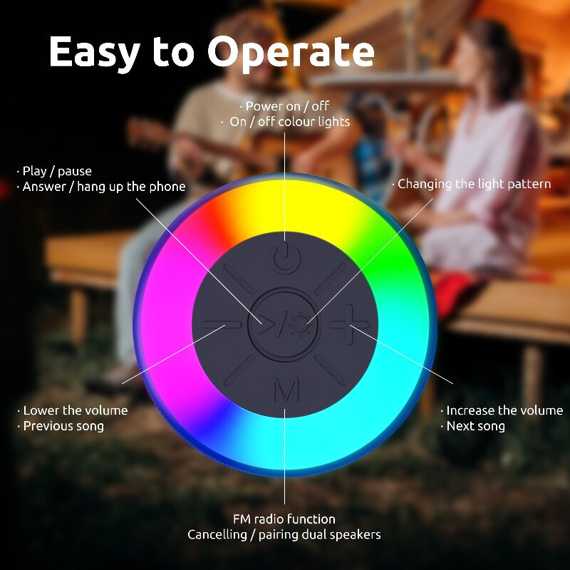 Bluetooth skaļrunis, bezvadu, āra, ūdensizturīgs, pārnēsājams skaļrunis, dubulta savienošana pārī, Bluetooth 5.3, stereo skaņa, dāvana