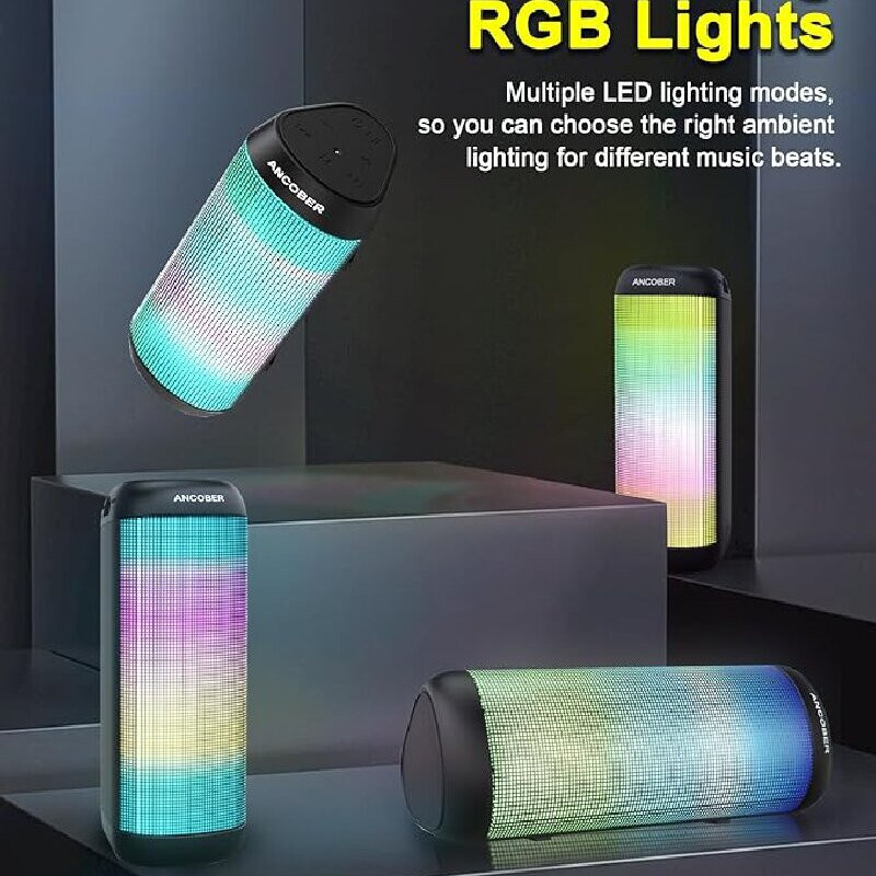 Difuzoare Bluetooth Lumini dinamice LED Difuzor portabil fără fir Împerechere TWS IPX4 Rezistent la apă Sunet stereo de 15 W