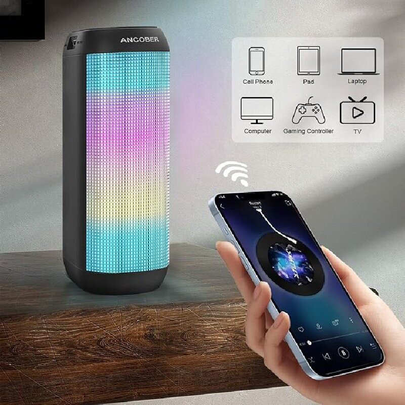 Difuzoare Bluetooth Lumini dinamice LED Difuzor portabil fără fir Împerechere TWS IPX4 Rezistent la apă Sunet stereo de 15 W