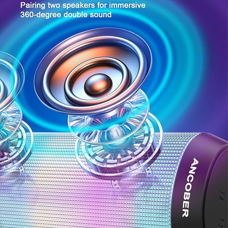 Difuzoare Bluetooth Lumini dinamice LED Difuzor portabil fără fir Împerechere TWS IPX4 Rezistent la apă Sunet stereo de 15 W