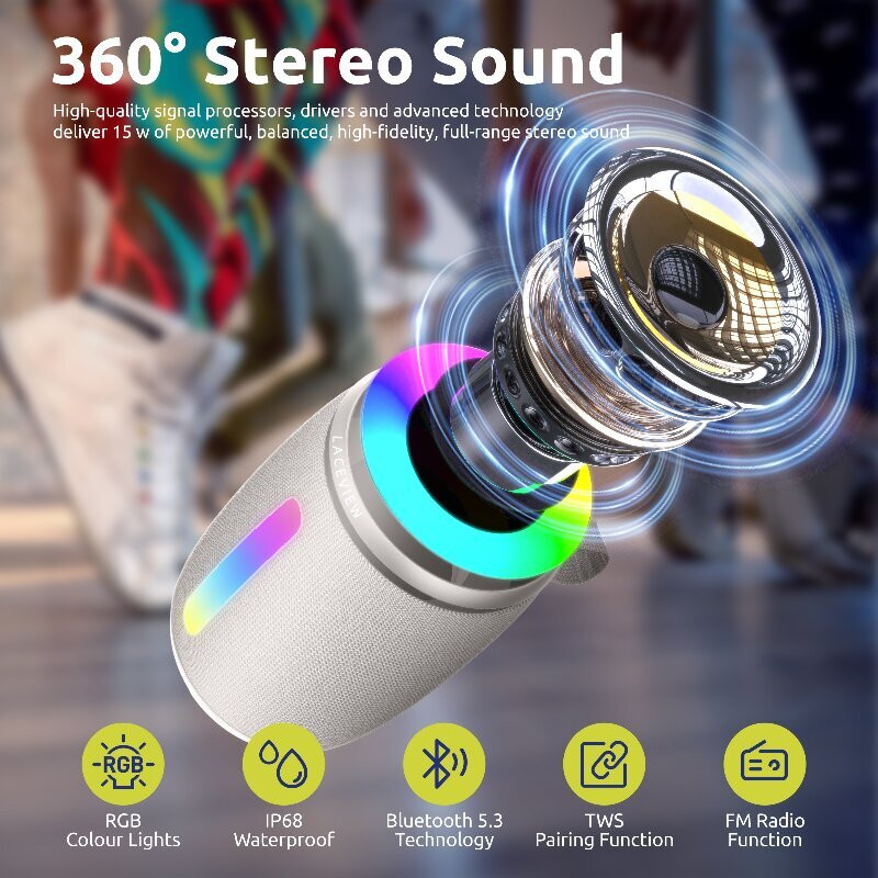 Āra pārnēsājama skaņas kaste, stereo, bezvadu TF karte AUX, RGB gaismas Bluetooth skaļrunis, piemērots mājām, kempingiem un ballītēm