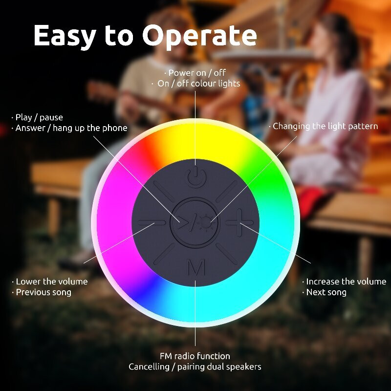 Āra pārnēsājama skaņas kaste, stereo, bezvadu TF karte AUX, RGB gaismas Bluetooth skaļrunis, piemērots mājām, kempingiem un ballītēm