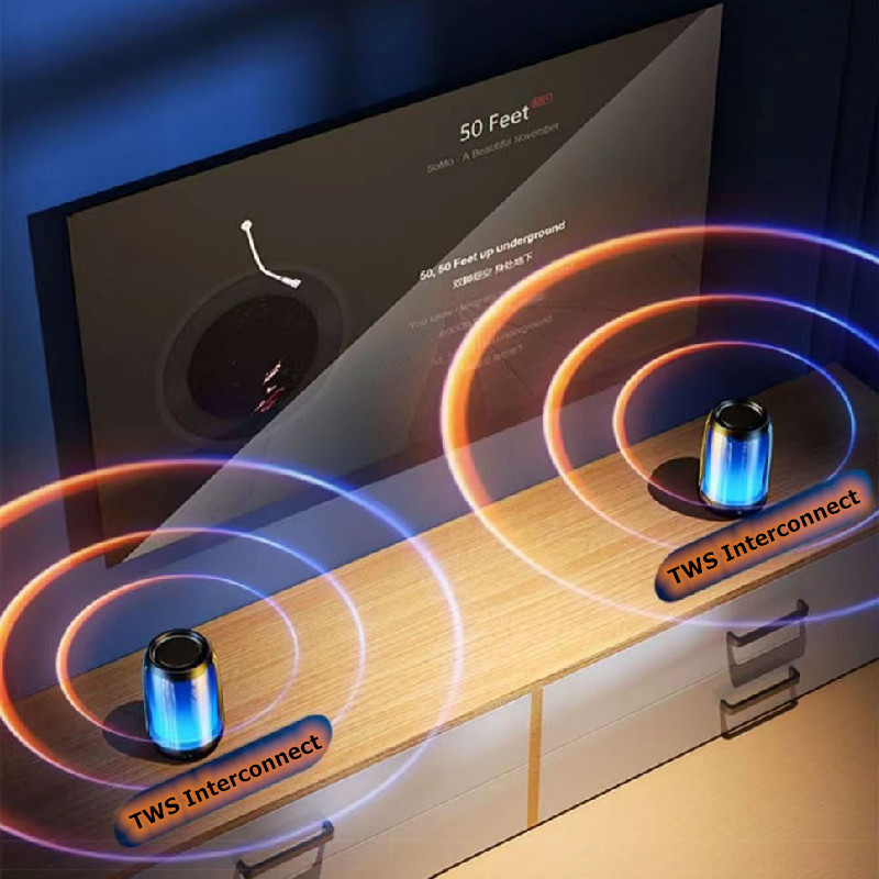 RGB nakts gaisma bezvadu Bluetooth skaļrunis atmosfēras lampas divkārši skaļruņi pārmērīgi zemi Dolby skaņas atbalsts TF karte TWS