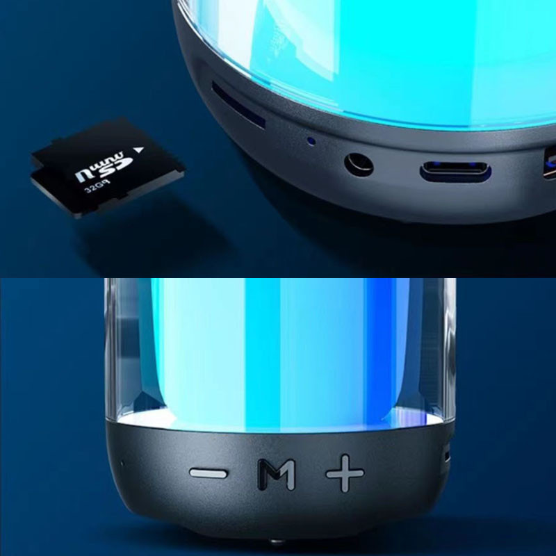 RGB nakts gaisma bezvadu Bluetooth skaļrunis atmosfēras lampas divkārši skaļruņi pārmērīgi zemi Dolby skaņas atbalsts TF karte TWS