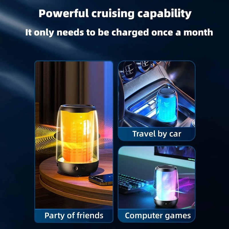 RGB nakts gaisma bezvadu Bluetooth skaļrunis atmosfēras lampas divkārši skaļruņi pārmērīgi zemi Dolby skaņas atbalsts TF karte TWS