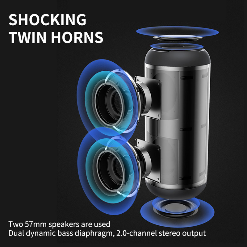 „Cyboris S9“ nešiojamasis „Bluetooth“ garsiakalbis, 20 W IPX6, atsparus vandeniui, galingas garso dėžutės žemųjų dažnių stiprinimas, dvigubai sujungiami tikri belaidžiai RGB garsiakalbiai
