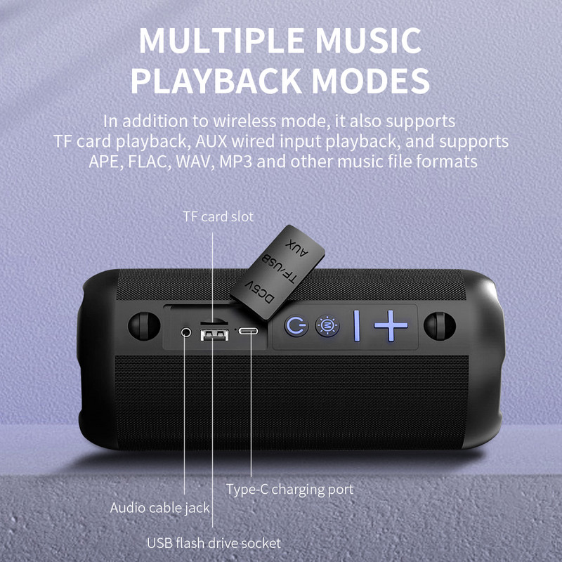 „Cyboris S9“ nešiojamasis „Bluetooth“ garsiakalbis, 20 W IPX6, atsparus vandeniui, galingas garso dėžutės žemųjų dažnių stiprinimas, dvigubai sujungiami tikri belaidžiai RGB garsiakalbiai