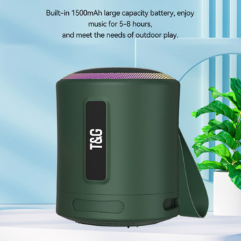 TG373 Φορητά ηχεία Bluetooth TWS Outdoor Mini Music Box 1500mAh LED Light Subwoofer Υποστήριξη Κάρτα USB/TF για έξυπνο τηλέφωνο υπολογιστή