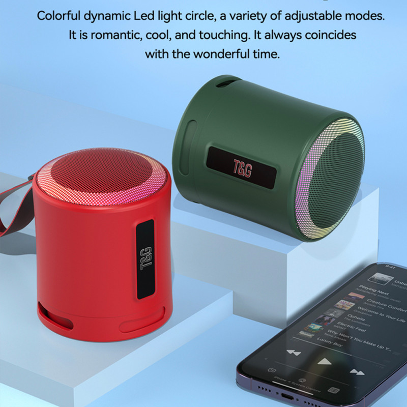 TG373 pārnēsājamie Bluetooth skaļruņi TWS Outdoor Mini Music Box 1500mAh LED gaismas zemfrekvences skaļruņa atbalsts USB/TF karte viedtālruņa datoram