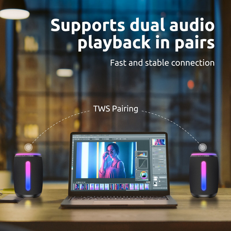 Bluetooth skaļrunis, IP68 ūdensizturīgi bezvadu portatīvie skaļruņi, LED, BT5.3, MIC, TWS savienošana pārī, 12 stundu atskaņošanas laiks