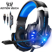 KOTION EACH spēļu austiņas Casque Deep Bass Stereo spēļu austiņas ar mikrofona LED gaismu PS4 tālruņa klēpjdatora datora spēlētājam