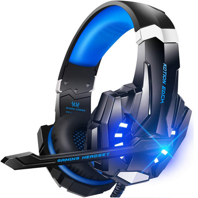 KOTION EACH spēļu austiņas Casque Deep Bass Stereo spēļu austiņas ar mikrofona LED gaismu PS4 tālruņa klēpjdatora datora spēlētājam