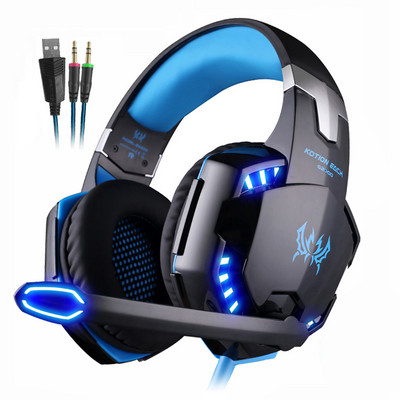 KOTION EACH spēļu austiņas Casque Deep Bass Stereo spēļu austiņas ar mikrofona LED gaismu PS4 tālruņa klēpjdatora datora spēlētājam