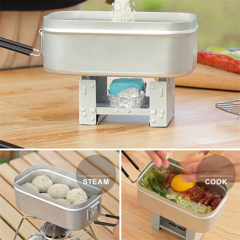 800 ml/1000 ml alumīnija kastīte pusdienu kaste ceļojumiem kempinga trauki apsildāmi galda trauki āra gatavošanai piknika kastē pusdienu pārgājienu piederumi