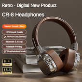 2024. gada jaunās CR-8 Classic Over Ear austiņas Studio Dj Stereo Bluetooth5.3 Bezvadu retro austiņas Touch Control C tipa austiņas