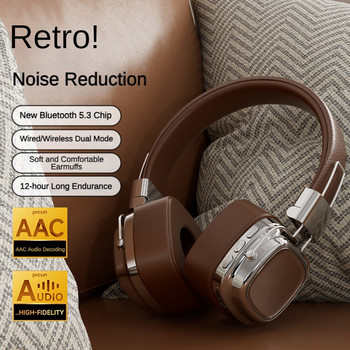 2024 Нови CR-8 Classic Over Ear Headsets Studio Dj Stereo Bluetooth5.3 Безжични ретро слушалки Touch Control Type C Слушалки