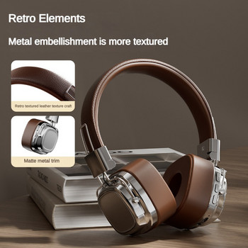 2024 Нови CR-8 Classic Over Ear Headsets Studio Dj Stereo Bluetooth5.3 Безжични ретро слушалки Touch Control Type C Слушалки