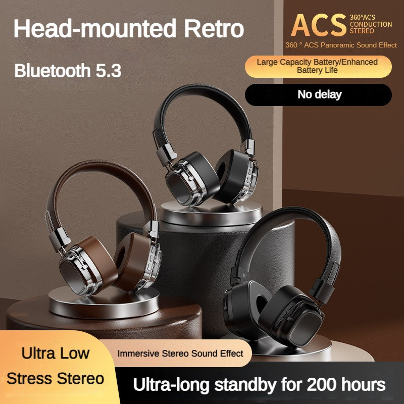 2024. gada jaunās CR-8 Classic Over Ear austiņas Studio Dj Stereo Bluetooth5.3 Bezvadu retro austiņas Touch Control C tipa austiņas