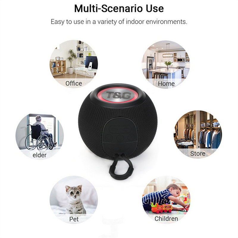 T&G TG337 Novi prijenosni zvučnik Bežični Bluetooth 3D Stereo Surround Subwoofer Vodootporni vanjski zvučnik Traka šarena