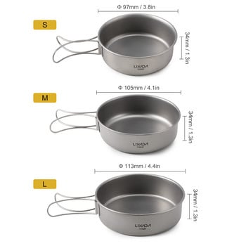 1 бр./3 бр. Комплект титаниеви купи Ултралек титанов тиган за вечеря със сгъваеми дръжки за къмпинг на открито, туризъм