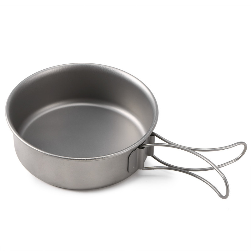 1 tk/3 tk Titaanist kausside komplekt Ülikerge titaanist õhtusööginõu koos kokkupandavate käepidemetega matkamiseks väljas matkamiseks